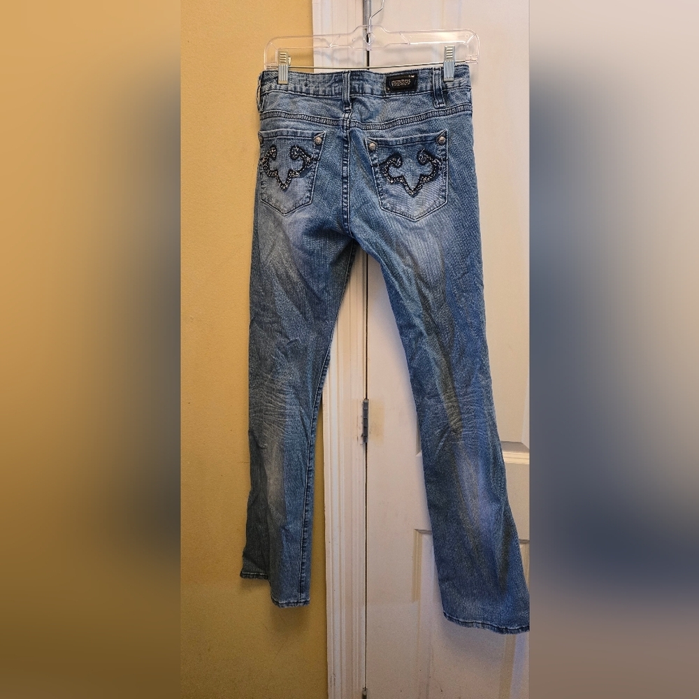 Express Womens Rerock Y2k Blue Boot Cut Y2k Jeans with Subtle Fading πβ€οΈ - Picture 3 of 5